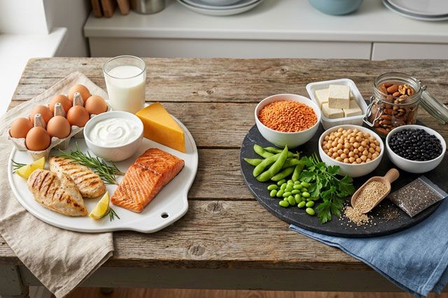 Aliments riches en protéines animales et végétales