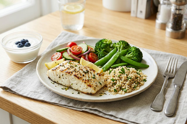 régime protéiné femme : assiette équilibrée adaptée